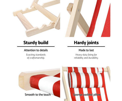 NAIN OUTDOOR FOLDABLE BEACH SLING CHAIR - RED & WHITE