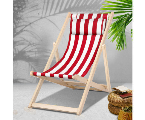 NAIN OUTDOOR FOLDABLE BEACH SLING CHAIR - RED & WHITE