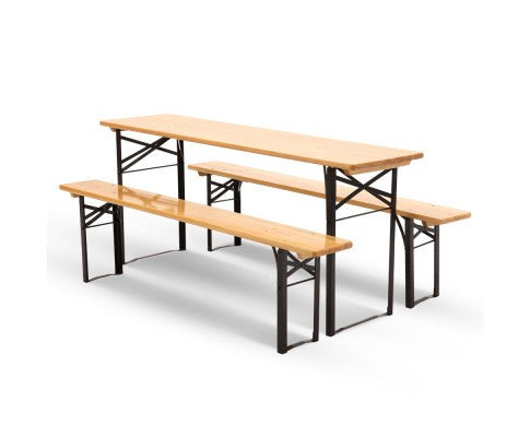 SARIN OUT 3 PIECE OUTDOOR BENCH SET - NATURAL / BLACK