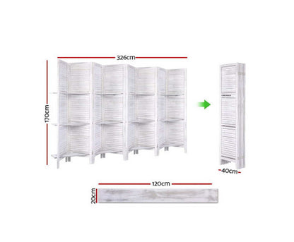 STINROM ROOM DIVIDER PRIVACY SCREEN  FOLDABLE 8 PARTITION STAND - WHITE
