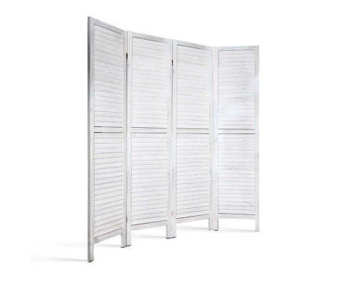 ROLLY  ROOM DIVIDER PRIVACY SCREEN  FOLDABLE 4  PARTITION STAND -  WHITE