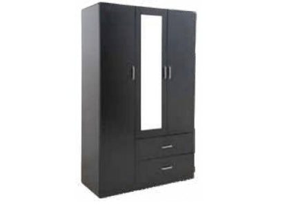 YELLOWSTONE UTILITY 3 DOOR / 2 DRAWER WARDROBE - 1915(H) x 1200(W) x 520(D) - WHITE OR BLACK