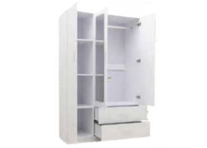 YELLOWSTONE UTILITY 3 DOOR / 2 DRAWER WARDROBE - 1915(H) x 1200(W) x 520(D) - WHITE OR BLACK