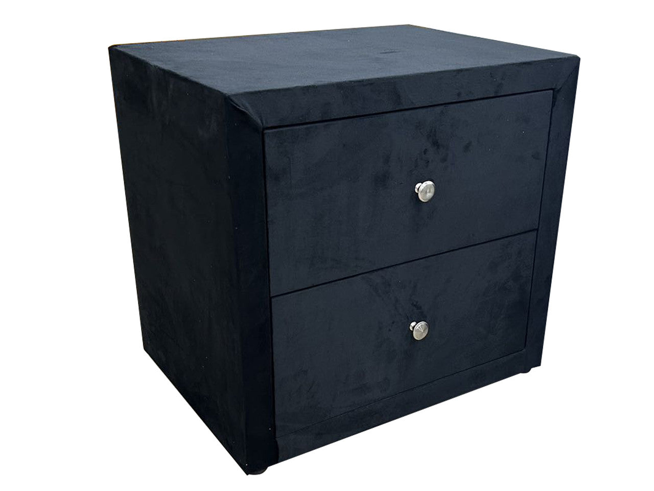 Freshwater 2 Drawer Velvet Bedside Table - 500(H) X 540(W) - Black