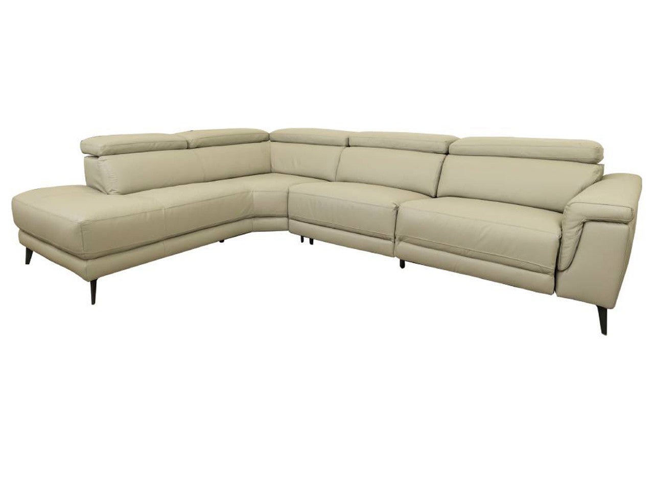 HORICIO 100% L-SHAPE CORNER RECLINER CHAISE LOUNGE SUITE - REVERSIBLE (LHF OR RHF) - SAND