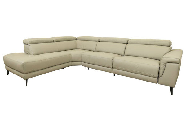 HORICIO 100% L-SHAPE CORNER RECLINER CHAISE LOUNGE SUITE - REVERSIBLE (LHF OR RHF) - SAND