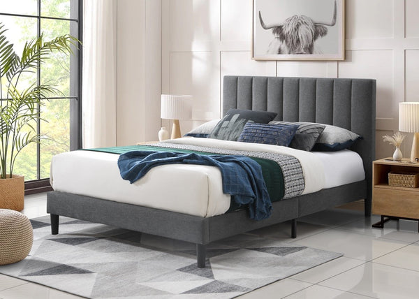 QUEEN PICADILLY FABRIC BED - GREY