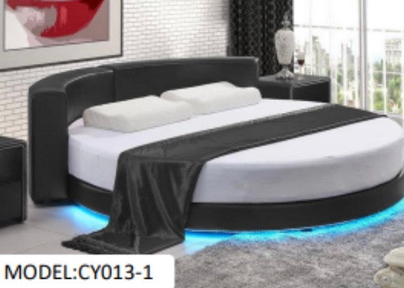 KING BRIGETTE (CY013-1) ROUND 100% LEATHER / LEATHERETTE BED - ASSORTED COLOURS