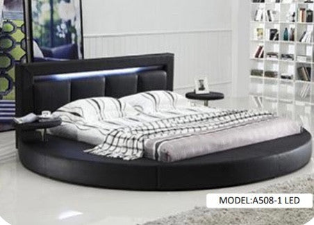 KING MAYFAIR (A508-1) ROUND 100% LEATHER / LEATHERETTE BED - ASSORTED COLOURS