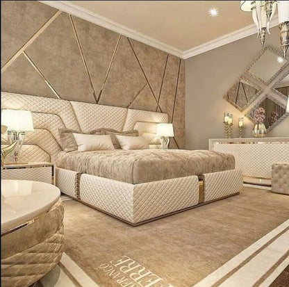 KING NICK LEATHERETTE / LINEN / VELVET GAS LIFT BED WITH 2 x BEDSIDE TABLES  - ASSORTED COLOURS