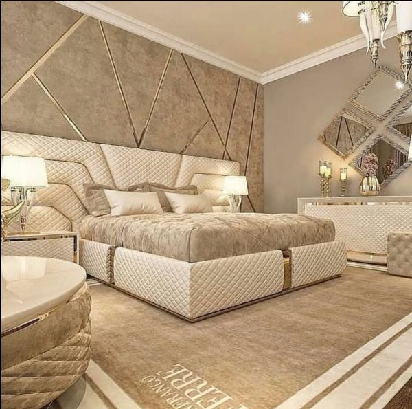 KING NICK LEATHERETTE / LINEN / VELVET GAS LIFT BED WITH 2 x BEDSIDE TABLES  - ASSORTED COLOURS