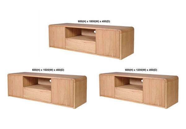 ANDRE (AUSSIE MADE) WITH 2 DOOR / 1 DRAWER TV UNIT COLLECTION - TASSIE OAK COMBINATION - ASSORTED STAINED COLOURS - STARTING FROM $1299