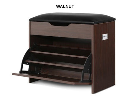 WENDERS 3 - TIER SHOE CABINET BENCH - WHITE OR WALNUT
