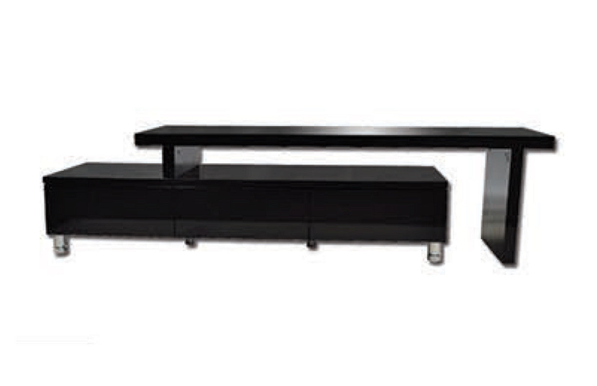 XENA EXTENDABLE ENTERTAINMENT UNIT WITH DRAWERS - 305/470(H) X 1640/2860(W) - HIGH GLOSS BLACK