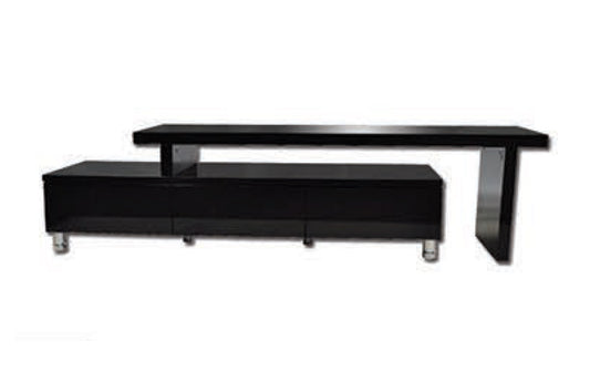 XENA EXTENDABLE ENTERTAINMENT UNIT WITH DRAWERS - 305/470(H) X 1640/2860(W) - HIGH GLOSS BLACK