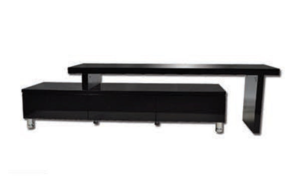 XENA EXTENDABLE ENTERTAINMENT UNIT WITH DRAWERS - 305/470(H) X 1640/2860(W) - HIGH GLOSS BLACK