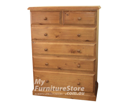 YORK (AUSSIE MADE) 7 DRAWER TALLBOY 85CM WIDE - 1500(H) x 900(W) - ASSORTED COLOURS