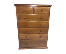 YORK (AUSSIE MADE) 7 DRAWER (TOP SPLIT) TALLBOY - 1300(H) x 900(W) - ASSORTED STAINED COLOURS