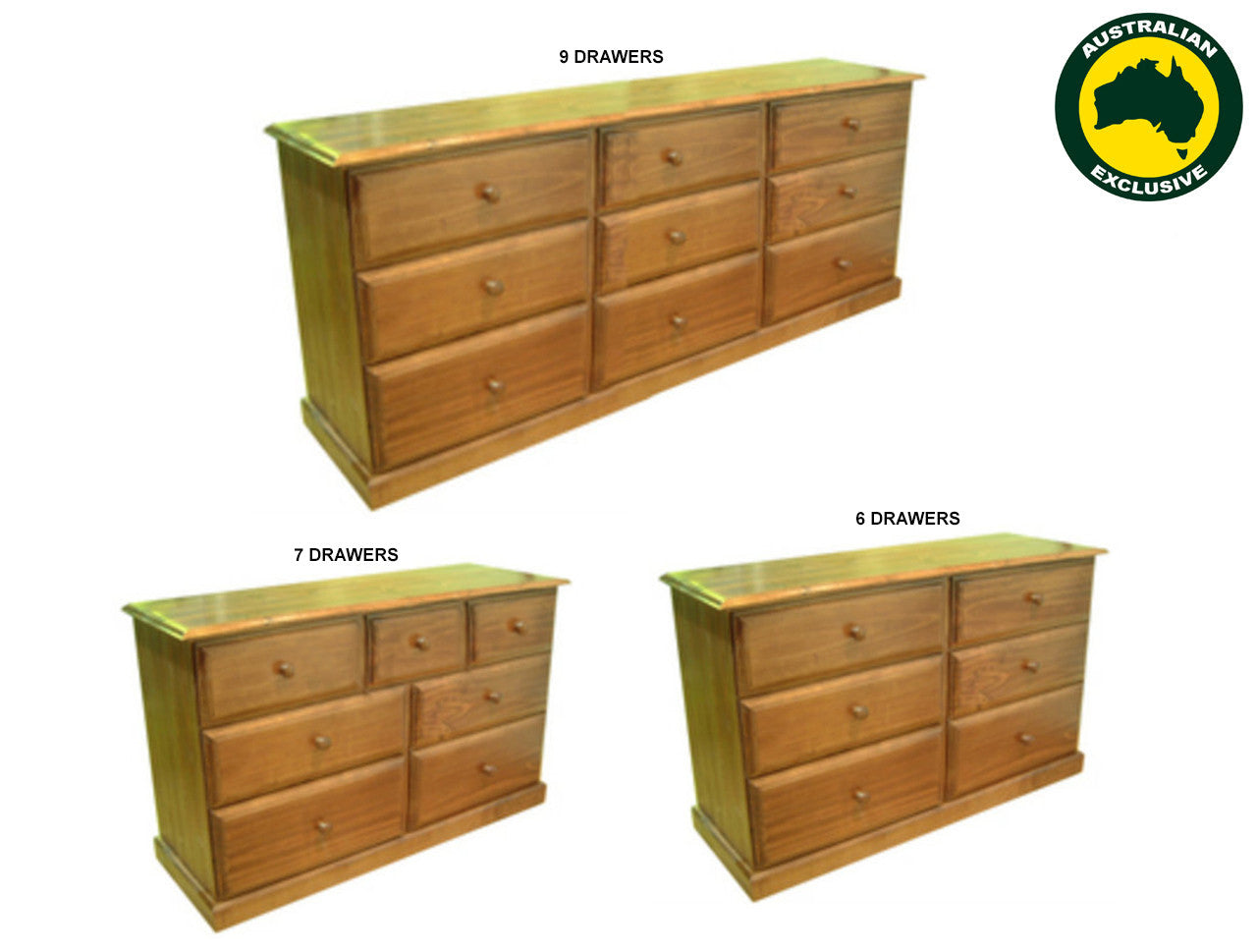 York (AUSSIE MADE) Lowboy Collection - Assorted Stained Colours