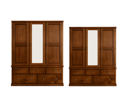 URBAN (AUSSIE MADE) 5 SECTION WARDROBE WITH SMOOTH DOORS COLLECTION - ASSORTED STAINED COLOURS - STARTING FROM $1699