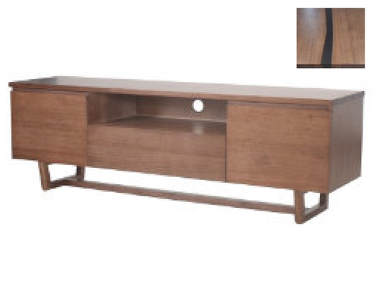 Yuri 2 Doors / 1 Drawer TV Unit With Resin Top - 589(H) X 1800(W) X 460(D) - Walnut