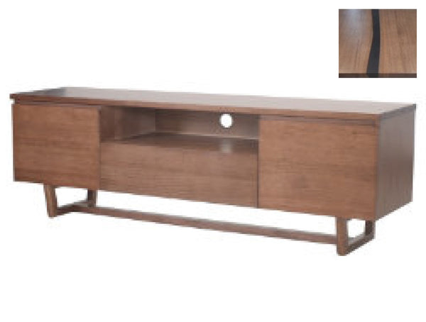 YURI 2 DOORS / 1 DRAWER TV UNIT WITH RESIN TOP - 589(H) x 1800(W) x 460(D) - WALNUT