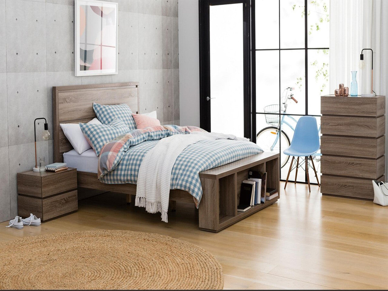 CUBIST 2 DRAWERS BEDSIDE TABLE -MOCHA