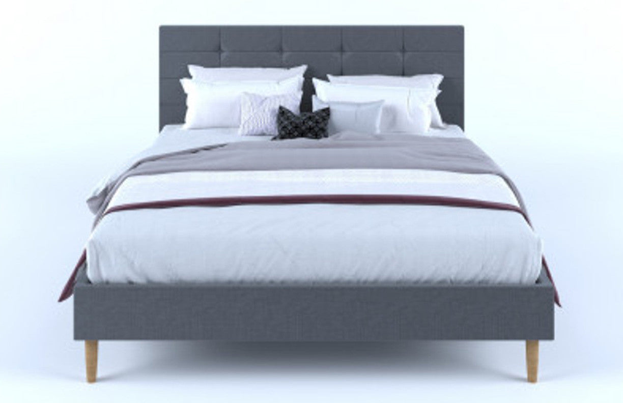 QUEEN ZINNIA FABRIC BED FRAME - CHARCOAL
