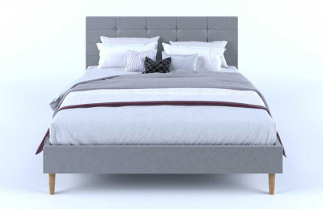 Queen Zinnia Fabric Bed Frame - Stone Grey