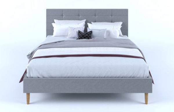 QUEEN ZINNIA FABRIC BED FRAME - STONE GREY