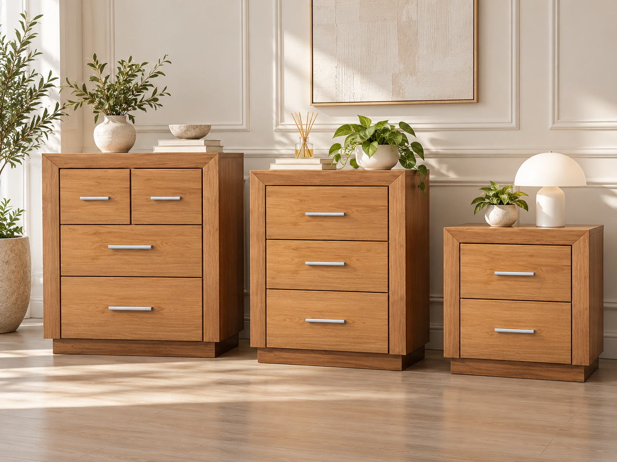Alameda (AUSSIE MADE) Bedside Table With Floating Base Collection - Assorted Stained Colours