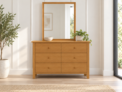 Cronulla (AUSSIE MADE) 6 Drawer Dressing Table With Mirror - Tassie Oak Combination - Assorted Colours