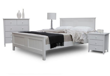 SINGLE OR KING SINGLE BRIGHTON 3 PIECE BEDROOM SUITE  - WHITE