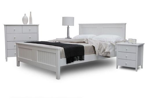 BRIGHTON KING 4 PIECE (TALLBOY) BEDROOM SUITE - WHITE OR BLACK
