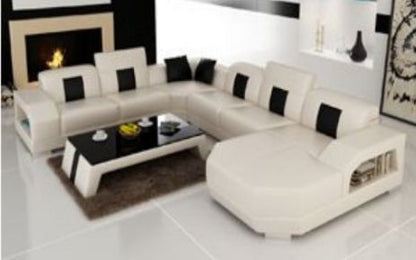 VELEN LEATHER  CHAISE LOUNGE SUITE ( MODEL-R7003) - CHOICE OF LEATHER AND ASSORTED COLOURS AVAILABLE