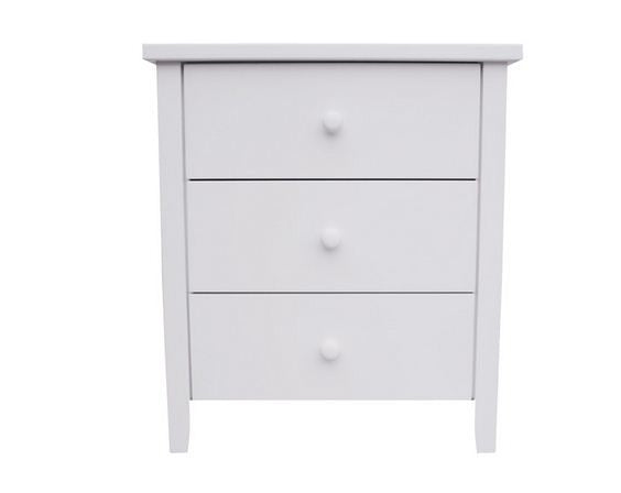 BRIGHTON 3 DRAWER BEDSIDE - WHITE