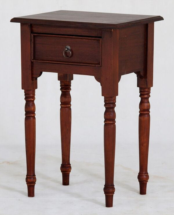 JKG TURN LEG 1 DRAWER SIDE  TABLE 750(H)  -  MAHOGANY