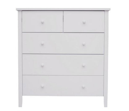 BRIGHTON 5 DRAWER TALLBOY - 1015(H) X 940(W) - WHITE OR BLACK
