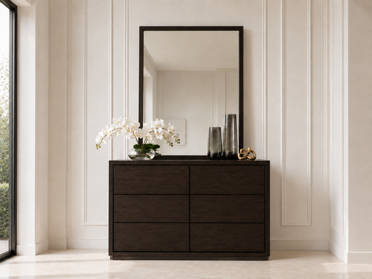Gympie (Aussie Made) 6 Drawer Dressing Table With Mirror - 1755(H) X 1200(W) X 450(D) - Assorted Colours
