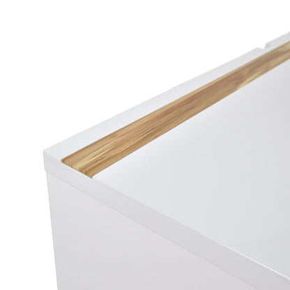 ABBEY WORK DESK 1500(L) x 700(D) - GLOSS WHITE / CYPRESS TRIMM