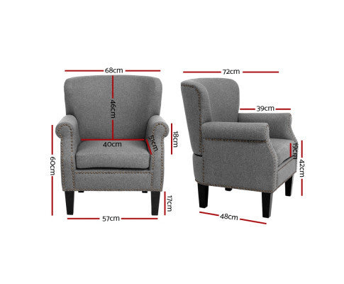 ACIER FABRIC ACCENT CHAIR - GREY VELVET