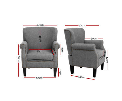 ACIER FABRIC ACCENT CHAIR - GREY VELVET