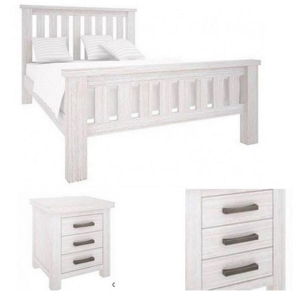 Denali Queen 3 Piece Bedside Bedroom Suite (VAL-013) (MODEL 1-12-1-19-11-1) - Brushed White