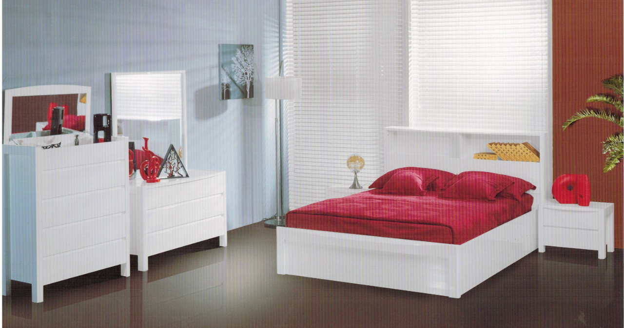 New York Double Or Queen 6 Piece (THE LOT) Bedroom Suite - (MODEL:32)- Hi Gloss White