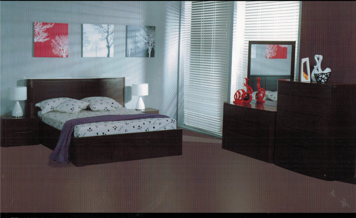 Mandela Double Or Queen 4 Piece (TALLBOY) Bedroom Suite - (MODEL:TR1003)- Walnut