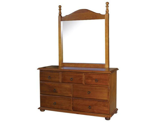 ANNA (CTDM+AM) 7 DRAWERS DRESSING TABLE WITH MIRROR  -  770(H) X 1250(W)  -  BLACKWOOD OR WALNUT