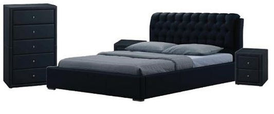 Avalon (WD-4118) Double Or Queen 4 Piece Tallboy Bedroom Suite - Leatherette - Black Or White