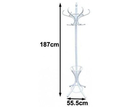 CLEMENT WOODEN HAT STAND WITH 12 HOOKS - WHITE