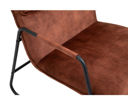 ASHBY LINEN UPHOLSTERED ARMCHAIR WITH SLED BASE - BROWN