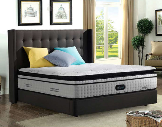 QUEEN BAKERSFIELD LEATHERETTE / LINEN / VELVET BED  - ASSORTED COLORS AVAILABLE